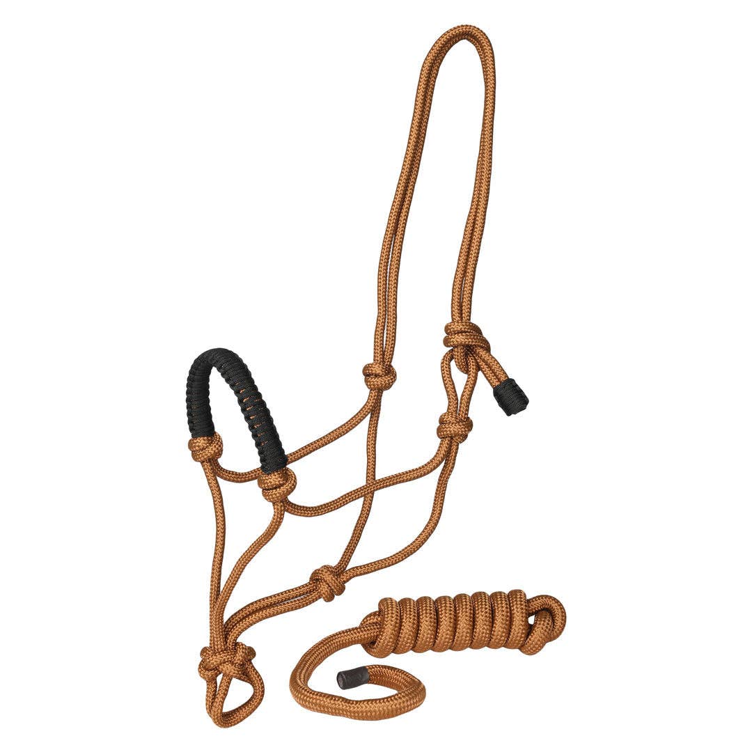 TuffRider Rugged Rope Halter Braided Noseband with matching lead: Red / Horse