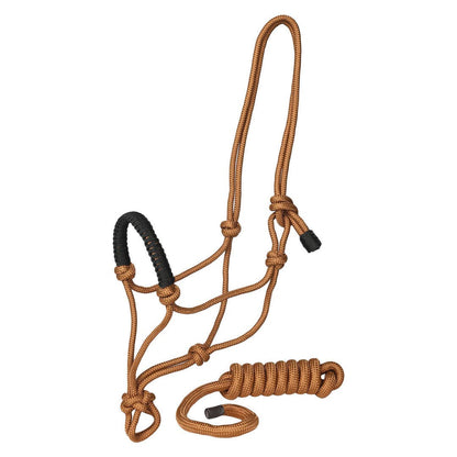 TuffRider Rugged Rope Halter Braided Noseband with matching lead: Red / Horse