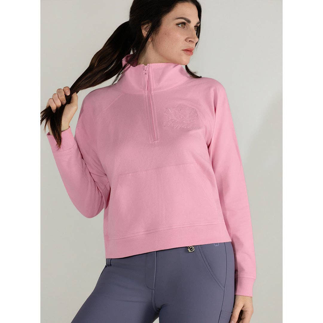 Dapplebay Crest 1/2 Zip French Terry Sweatshirt: Ballet Pink / M