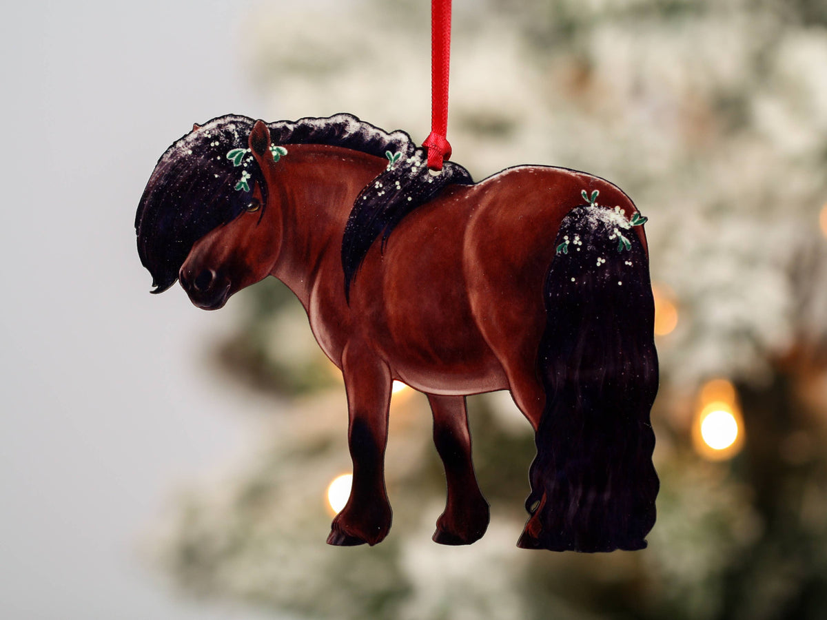 Bay Shetland Pony Ornament - Pony Christmas Ornament Décor