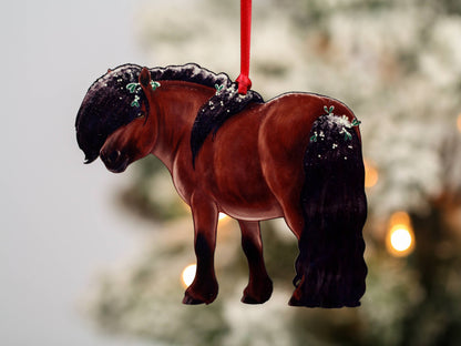 Bay Shetland Pony Ornament - Pony Christmas Ornament Décor