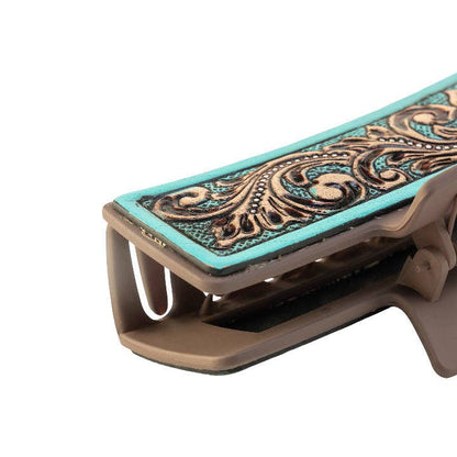 High Vista Hair Comb Clip In Turquoise: Hand-Tooled