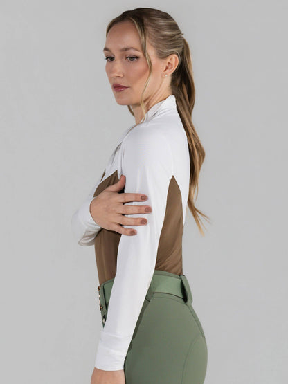 Dapplebay Lady 1/4 Zip LS Show Top-Chestnut: Chestnut / L