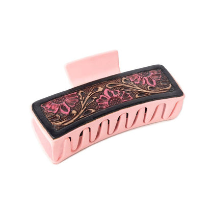 High Vista Hair Comb Clip In Pink and Brown: Turquoise-Embossed