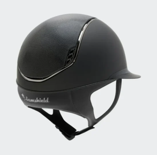 Helmet V2 Miss Matt - Shimmer Top - Black Chrome Rails & Silver Blazon - Samshield Custom 2.0
